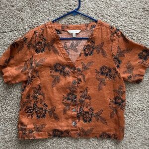 Garnet Hill Linen Top, Size S
